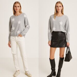 Elegant Gray Sweater with White Stars